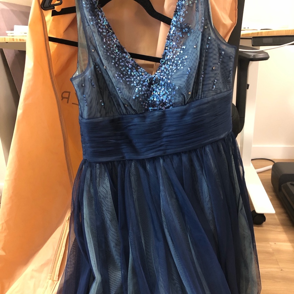 BCBGMaxAzria Midnight Blue V-Neck Midi Dress - Picture 2 of 2